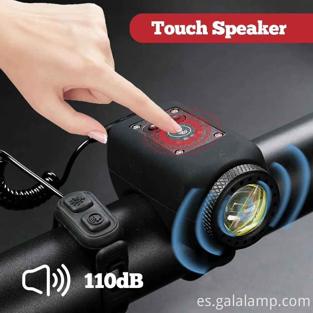 Luz de bicicleta con bocina de decibelio alto y carga USB